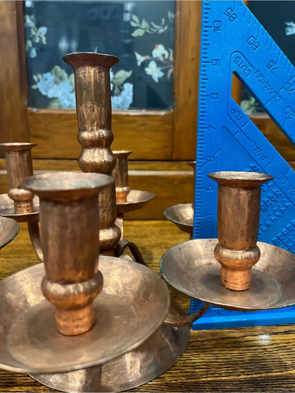 Antique Arts & Crafts Hammered Copper 7 Light Candelabra Handcrafted Mission